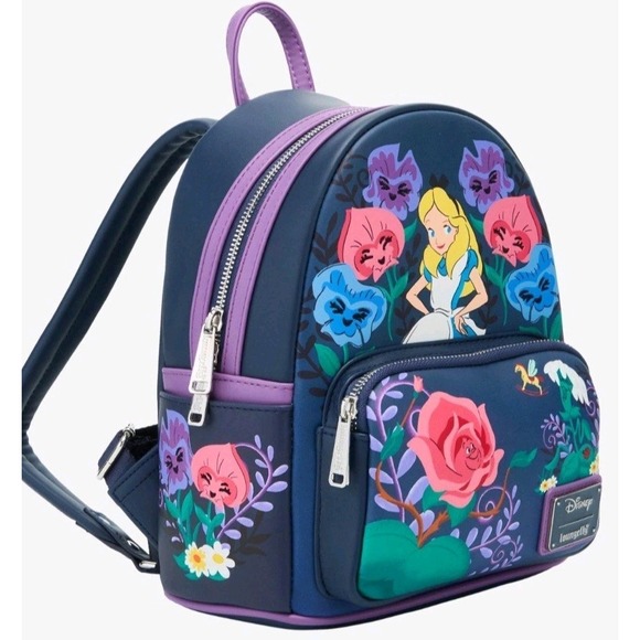 NEW! Loungefly Disney Alice in Wonderland Alice‎ And Flowers Backpack